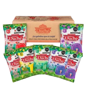 Gelatina Duché 120 grs caja con 28pzs, 8 sabores surtidos para agua
