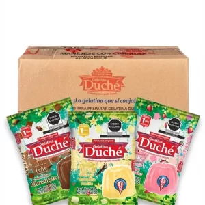 Gelatina Duché 120 grs caja con 28 pzs,  3 sabores surtidos para leche